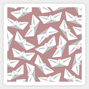 Origami Boat Pink Sticker